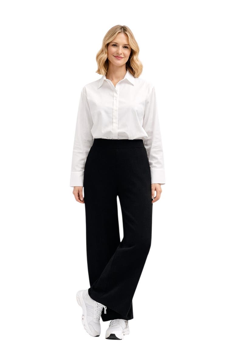 Accouchée Cool Knit Flexible Waist Palazzo Pants, Alternate, color, Black