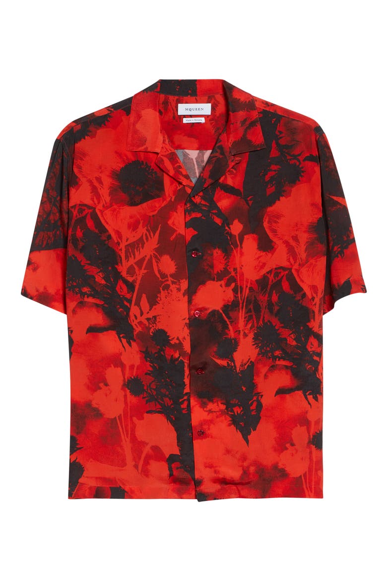 Floral Print Camp Shirt, Alternate, color, AMARANT