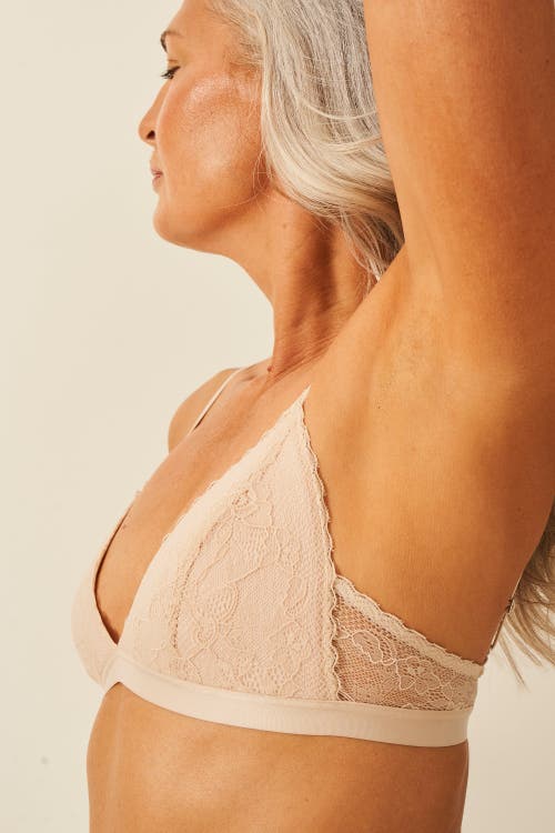 Stripe & Stare Eco Lace Padded Triangle Bra & Original Knicker Set In Neutral