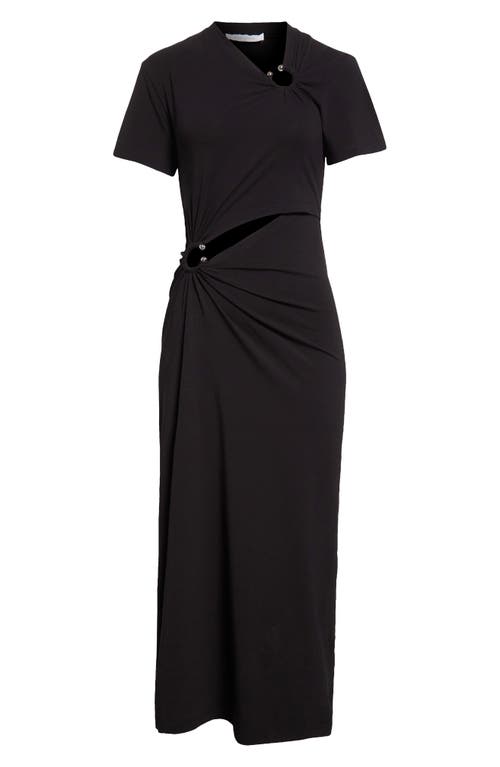 Rabanne Button-embellished Stretch-twill Midi Dress In Black