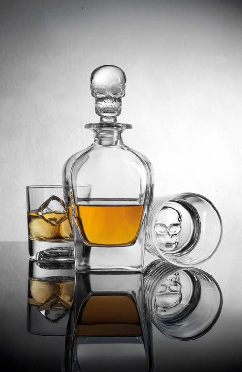 Godinger 3-piece Skull Decanter Set In Transparent
