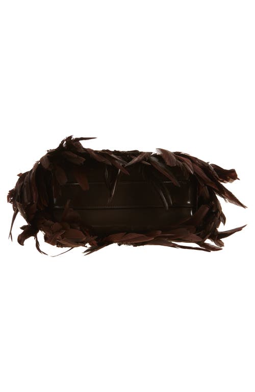Ferragamo Hug Leather & Feathers Clutch In Brown