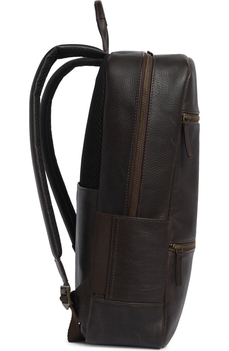 Johnston & Murphy Pebble Leather Backpack, Alternate, color, Dark Brown