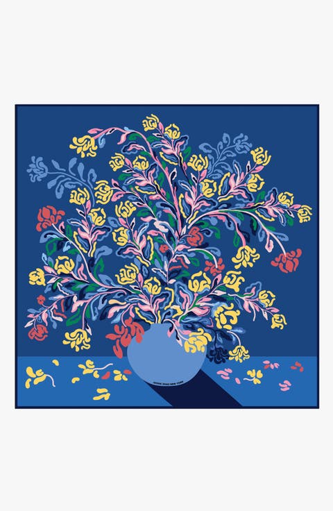 Silk Scarf of Night Flowers