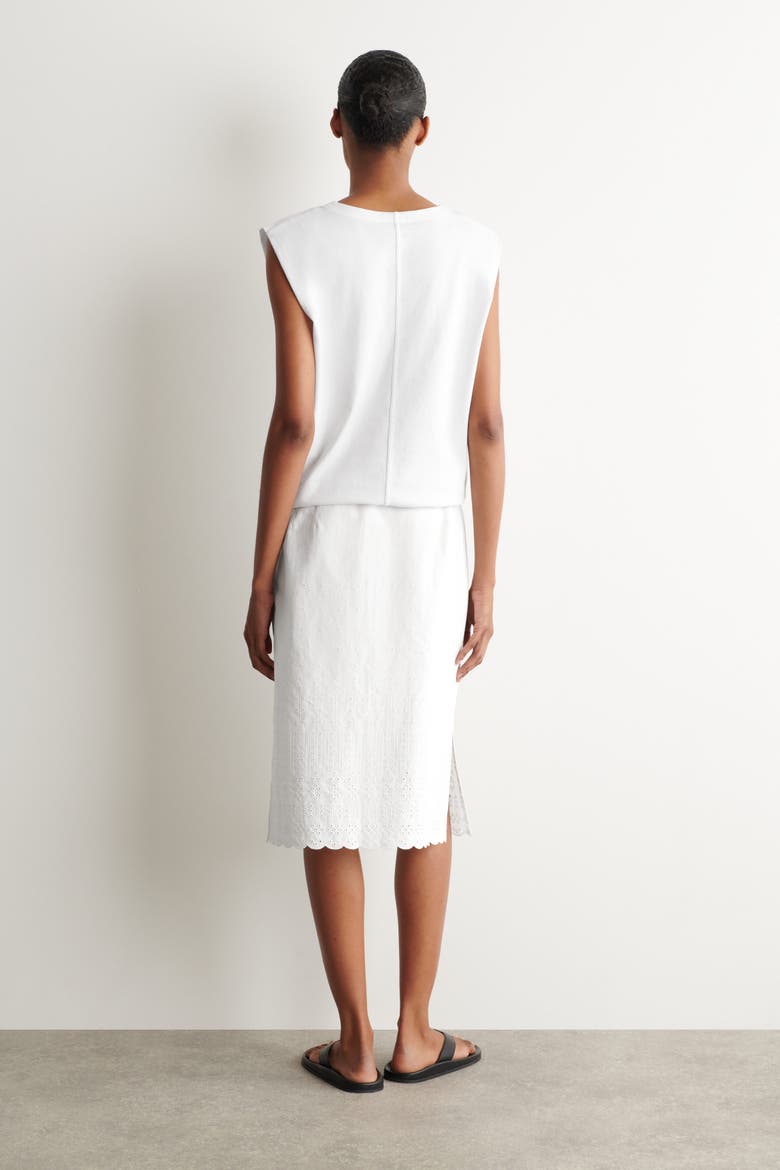 Eyelet Cotton-linen Skirt, Alternate, color, WHITE