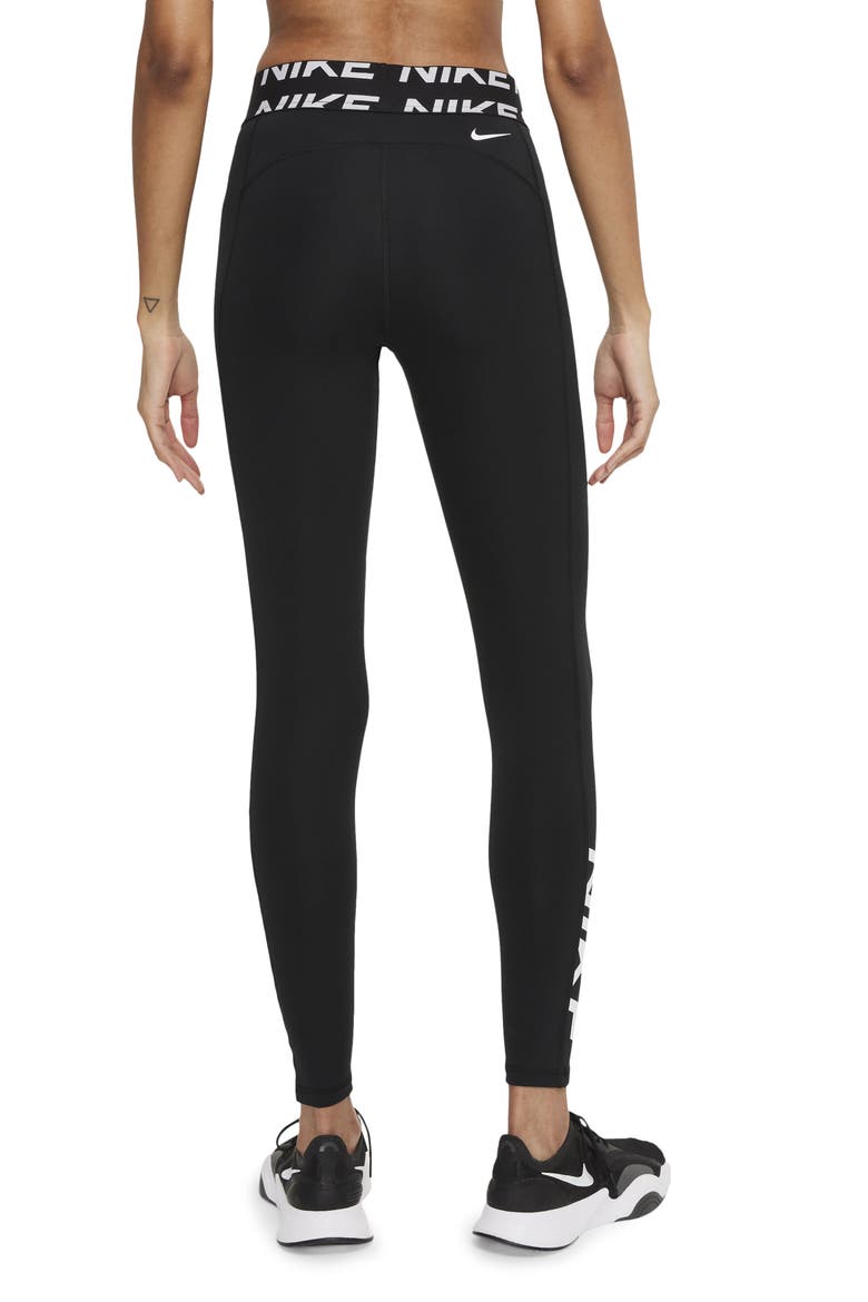 Pro Dri-FIT Graphic Leggings, Alternate, color, BLACK/ WHITE