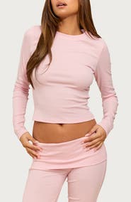 EDIKTED Ivanne Long Sleeve Stretch Cotton Top