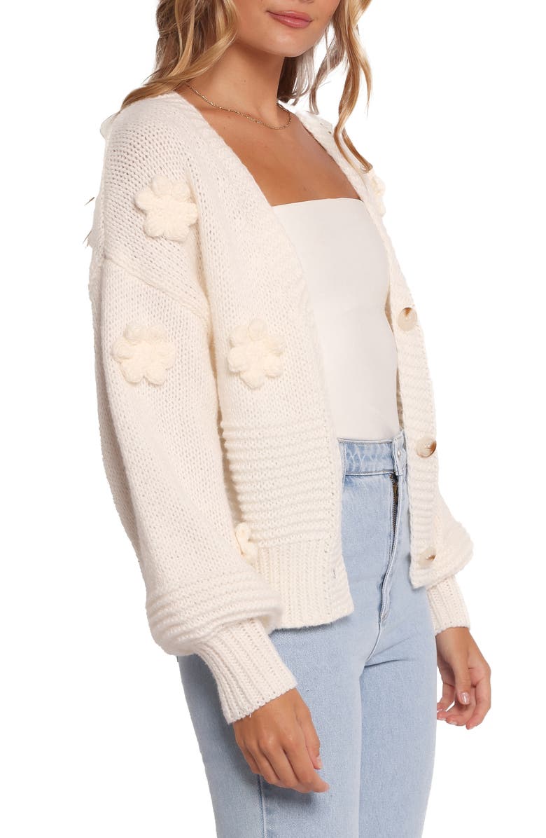Petal & Pup Harlee Floral Appliqué Cardigan, Alternate, color, White