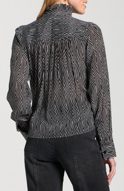 Apny Ruffle Half-placket Shirt In Multi