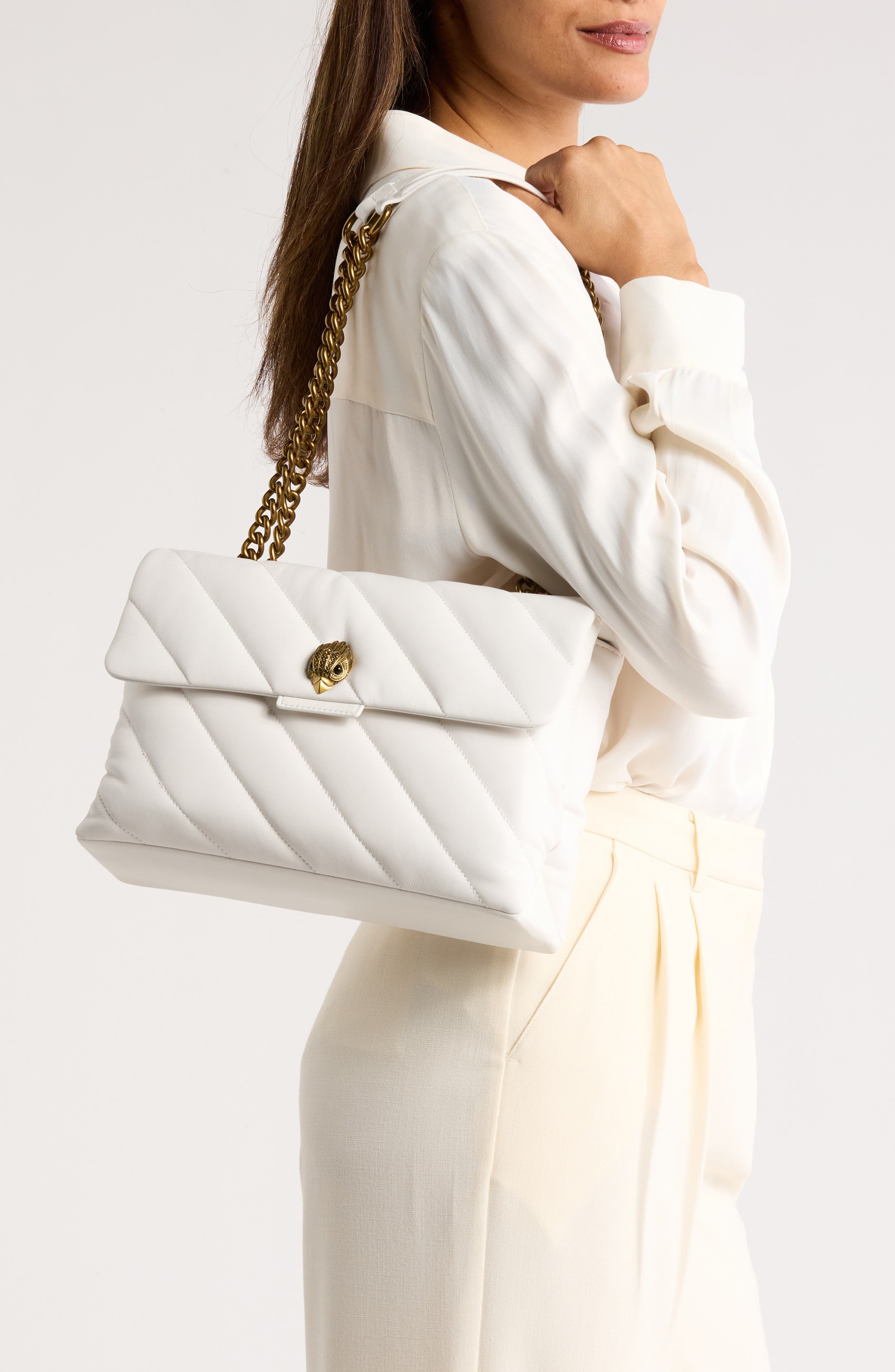 Kurt Geiger London Soho Quilted Large Shoulder Bag, Alternate, color, White