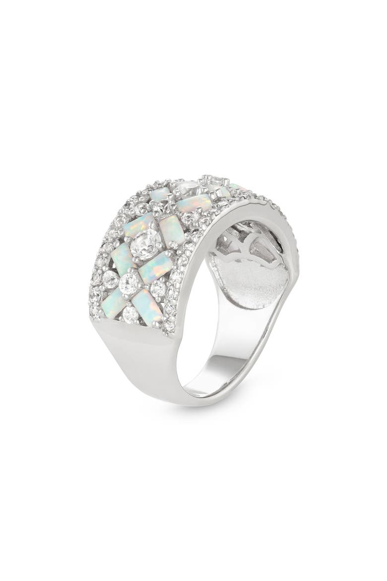 Sterling Silver Lab Grown Opal & White Sapphire Ring, Alternate, color, OPAL