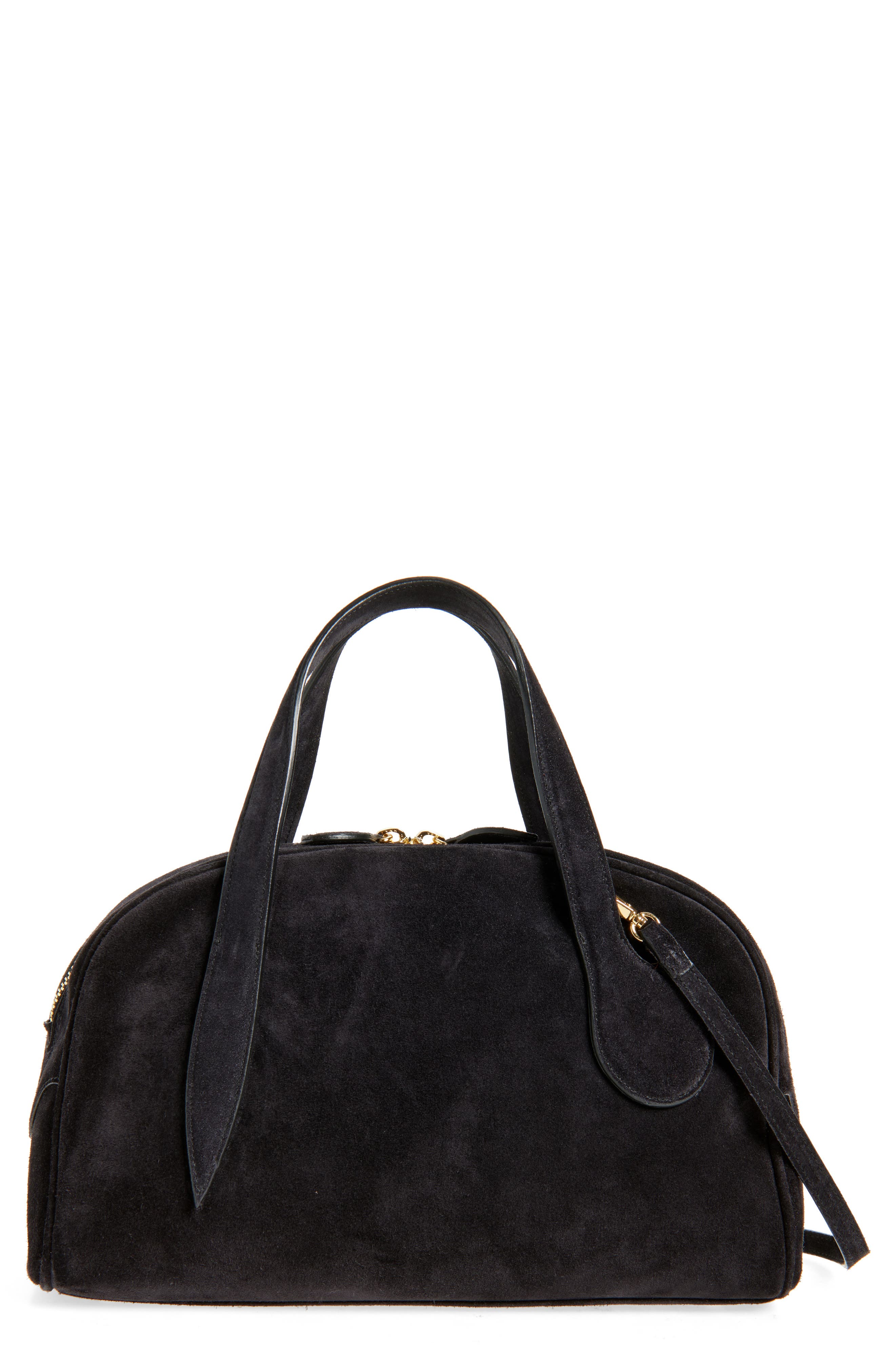 LIFFNER Mini Leather Bowling Crossbody Bag, Main, color, Black