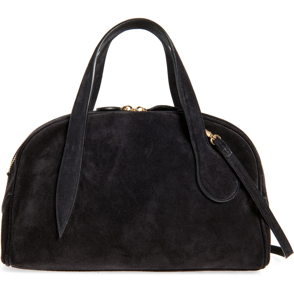 Liffner Mini Leather Bowling Crossbody Bag In Black