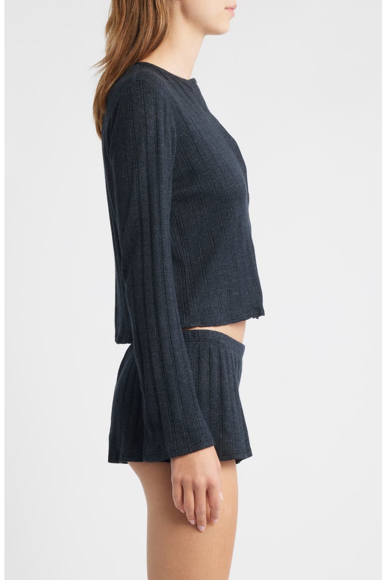 The Jackie Rib Cashmere Blend Cardigan, Alternate, color, BLACK