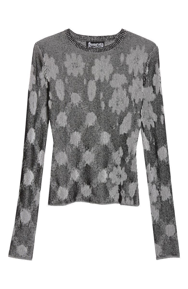 Paolina Russo Illusion Floral Jacquard Sweater, Main, color, Black/ White