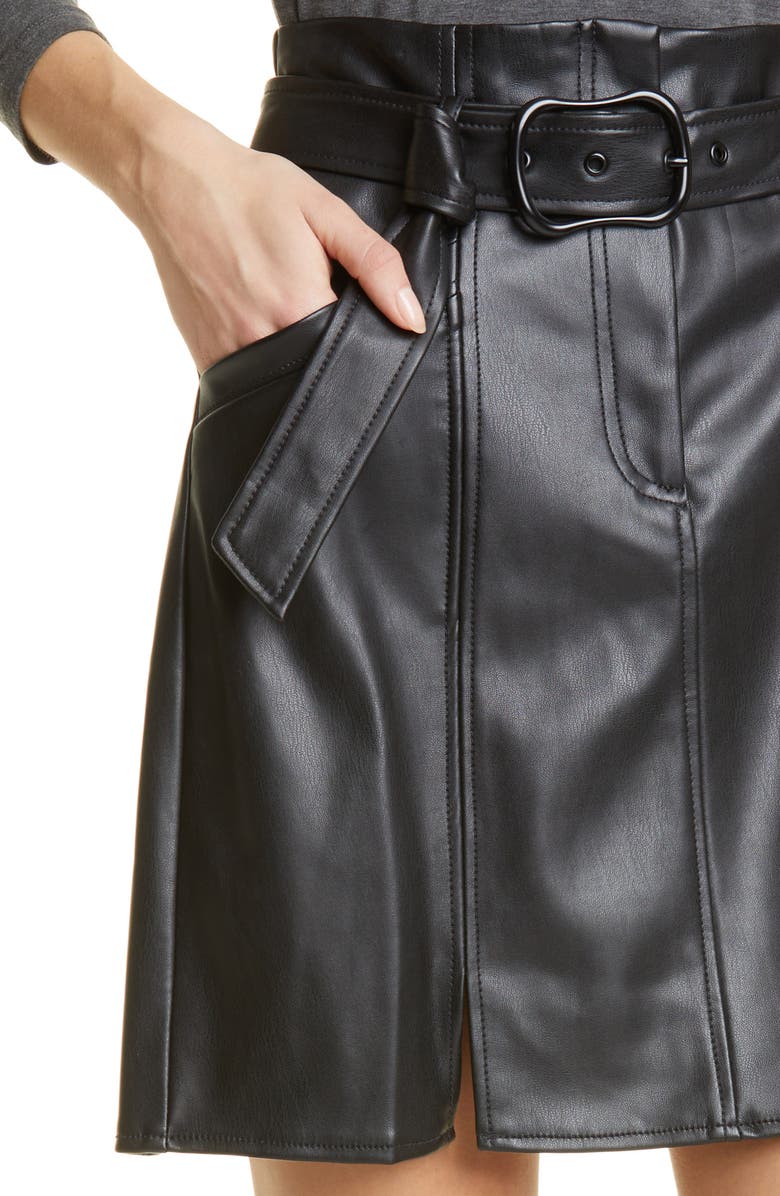 Simkhai Jonathan Simkhai Jimena Belted Faux Leather Skirt, Alternate, color, 