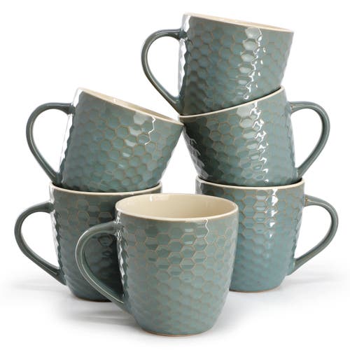 Elama Honeycomb Turquoise 6-pc. Geometric Coffee Mug In Green