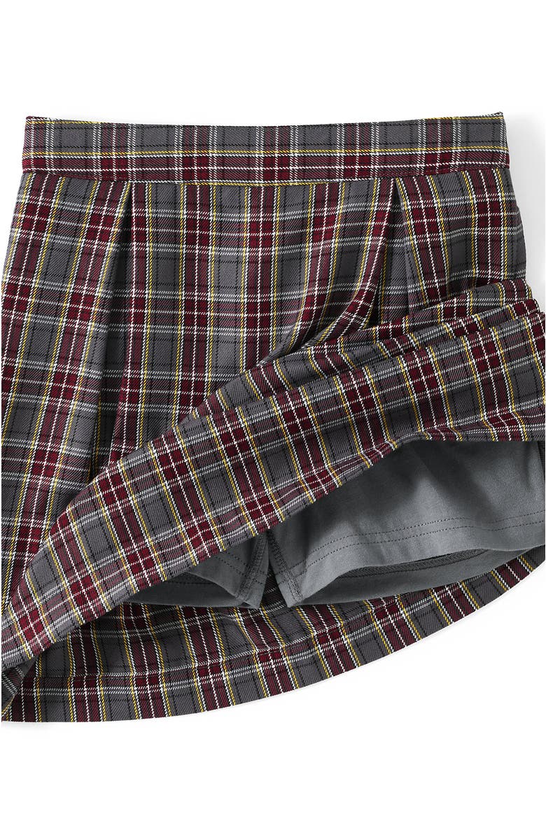 Lands' End School Uniform Girls Plaid Skort Top of Knee, Alternate, color, Gray Heather/Maroon Plaid
