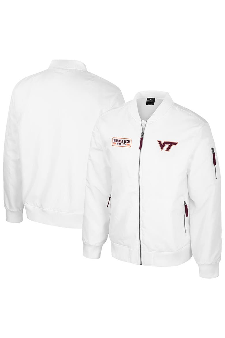 Men's Colosseum Virginia Tech Hokies White Rabbit Full-Zip Bomber Jacket, Main, color, White