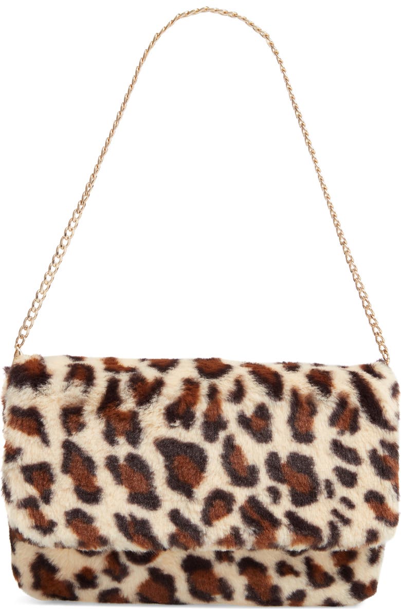 Rachel Parcell Faux Fur Shoulder Bag, Main, color,