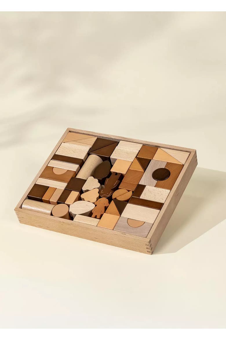 Premium Wooden Construction Blocks Set - 56pcs, Alternate, color, Natural Wood