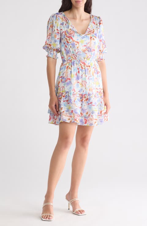 Metallic Print Minidress