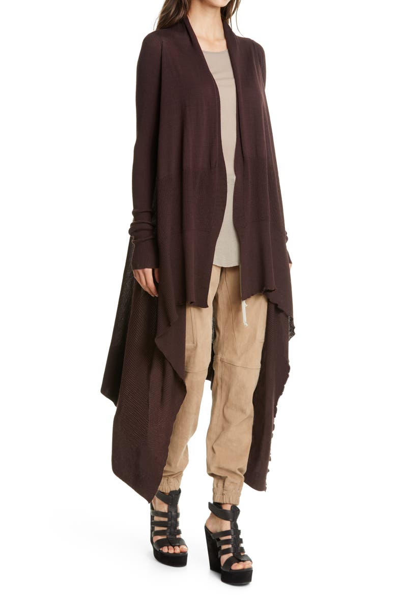 Long Asymmetrical Wool Cardigan, Alternate, color, BURGUNDY