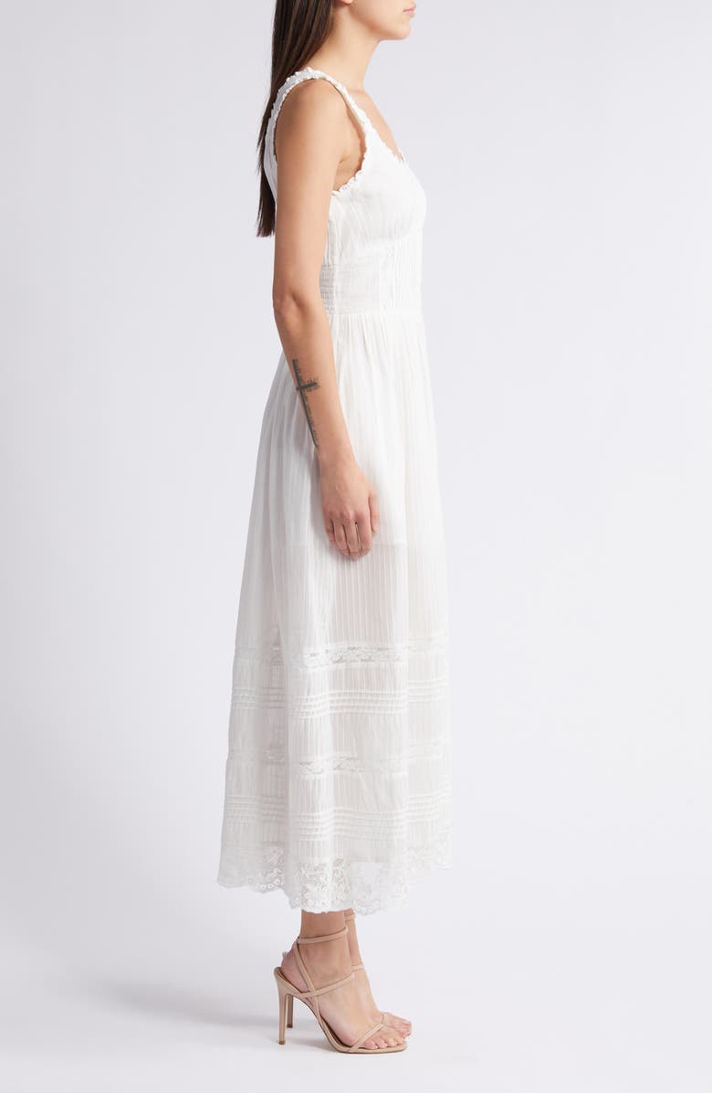 LoveShackFancy Santelle Pleated Lace Cotton Dress, Alternate, color,
