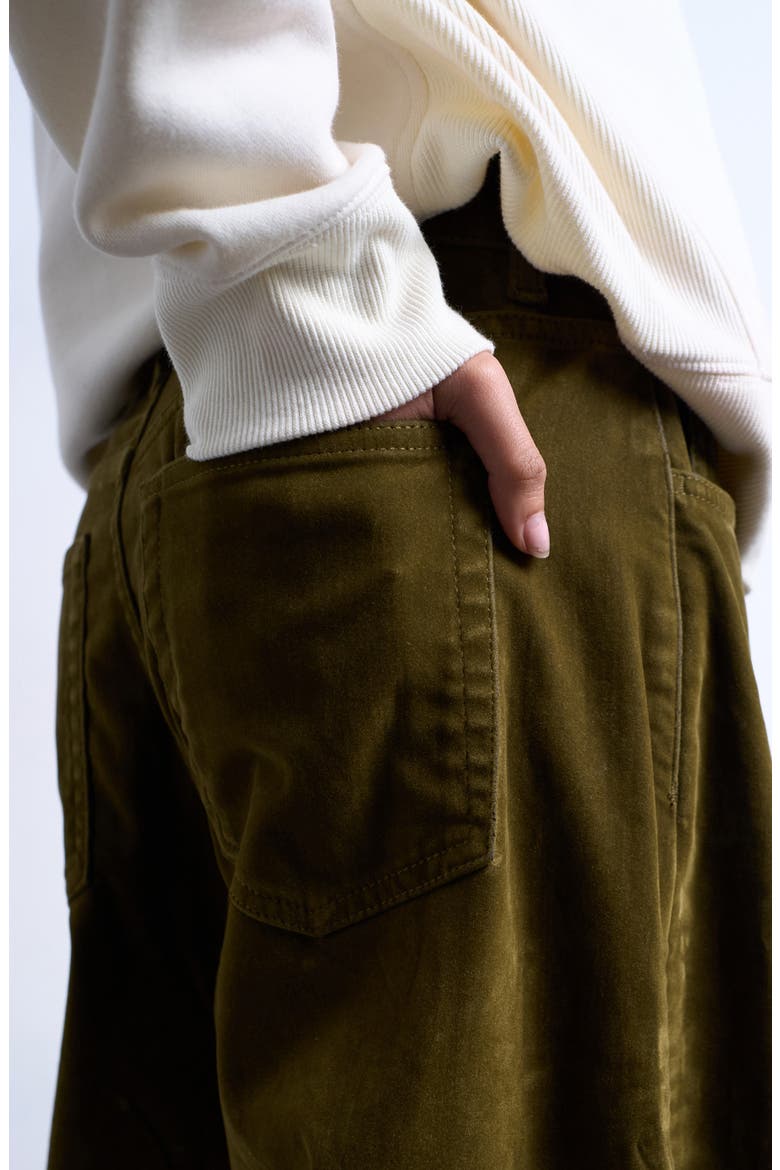 Velvet Barrel Leg Pants, Alternate, color, KHAKI