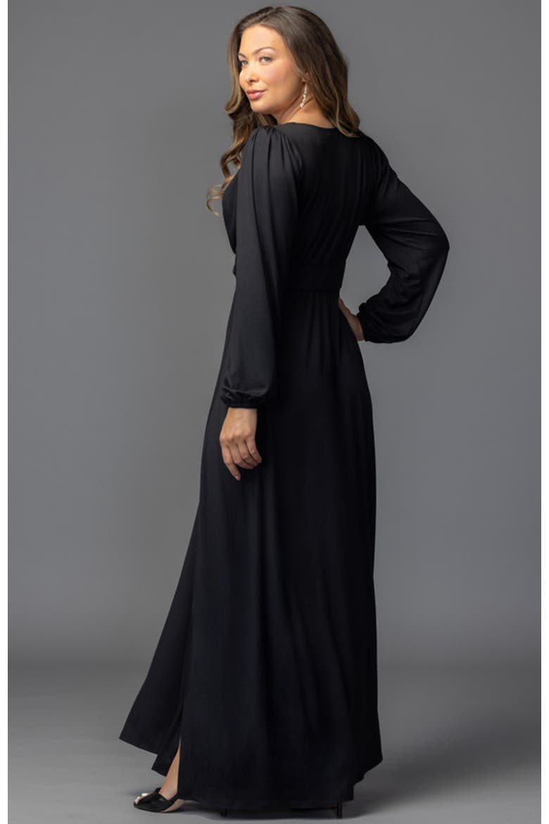 Kelsey Long Sleeve Maxi Dress, Alternate, color, Black Noir