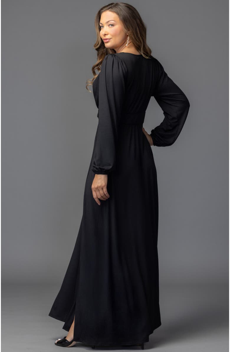 Kiyonna Kelsey Long Sleeve Maxi Dress, Alternate, color, Black Noir