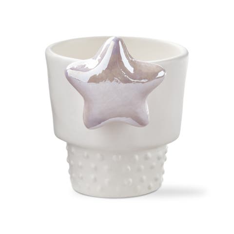 Star Planter Mini Garden Pot White Multi Earthenware 2.53x2.3x3 in