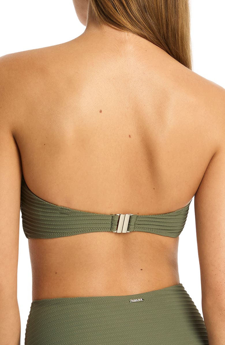Sea Level U-Bar Bandeau Bikini Top, Alternate, color, Khaki