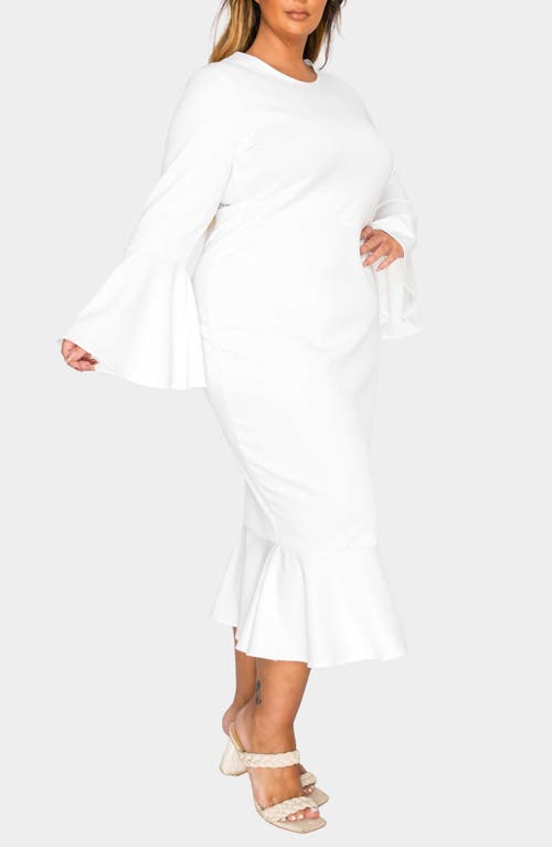L I V D Sabrina Long Sleeve Mermaid Dress In White