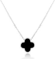 The Lovery Fine Jewelry Extra Large Onyx Single Clover Necklace