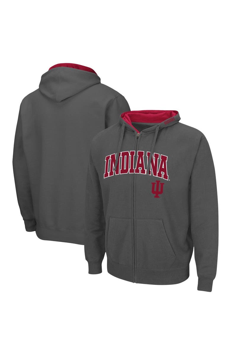COLOSSEUM Men's Colosseum Charcoal Indiana Hoosiers Arch & Logo 3.0 Full-Zip Hoodie, Main, color, Charcoal