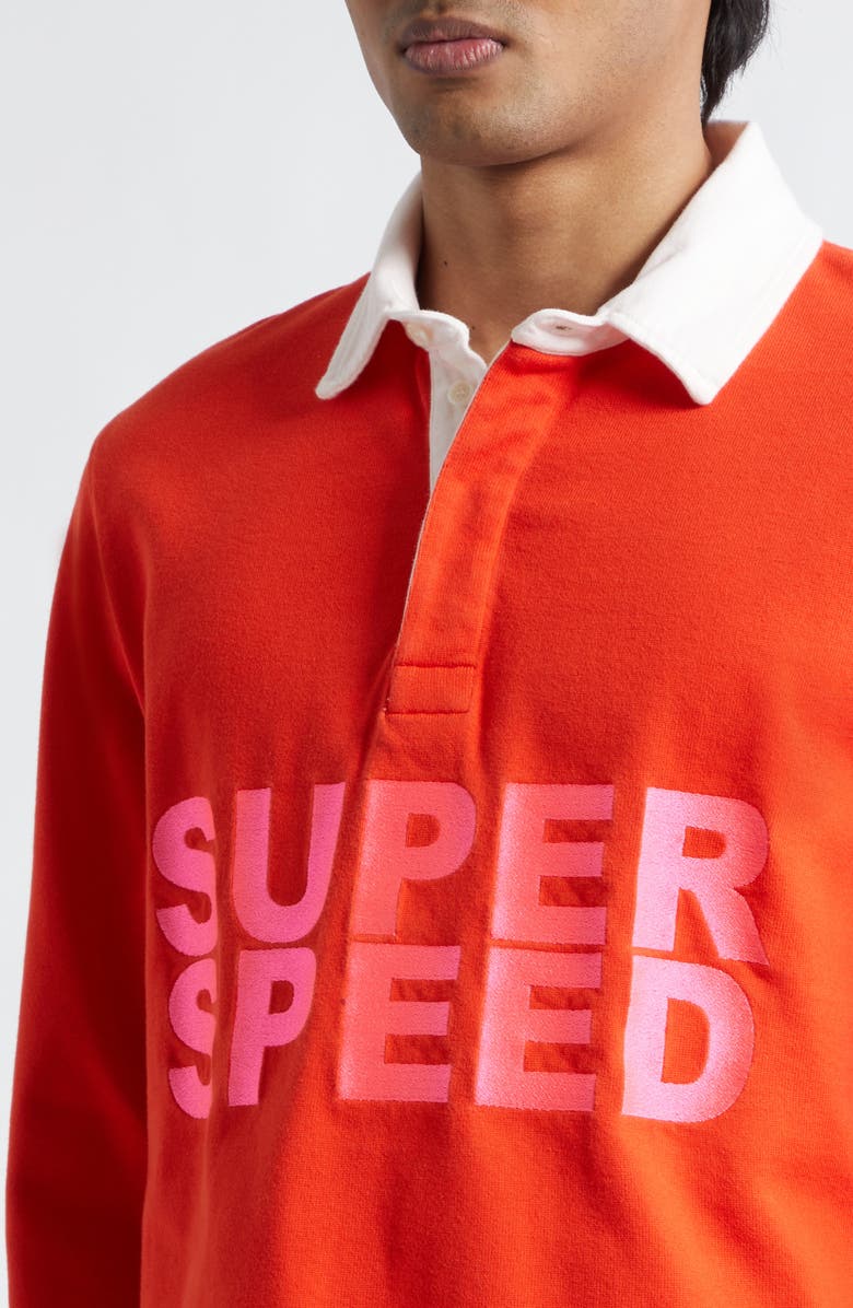 JW Anderson Super Speed Rugby Polo, Alternate, color, Bright Red