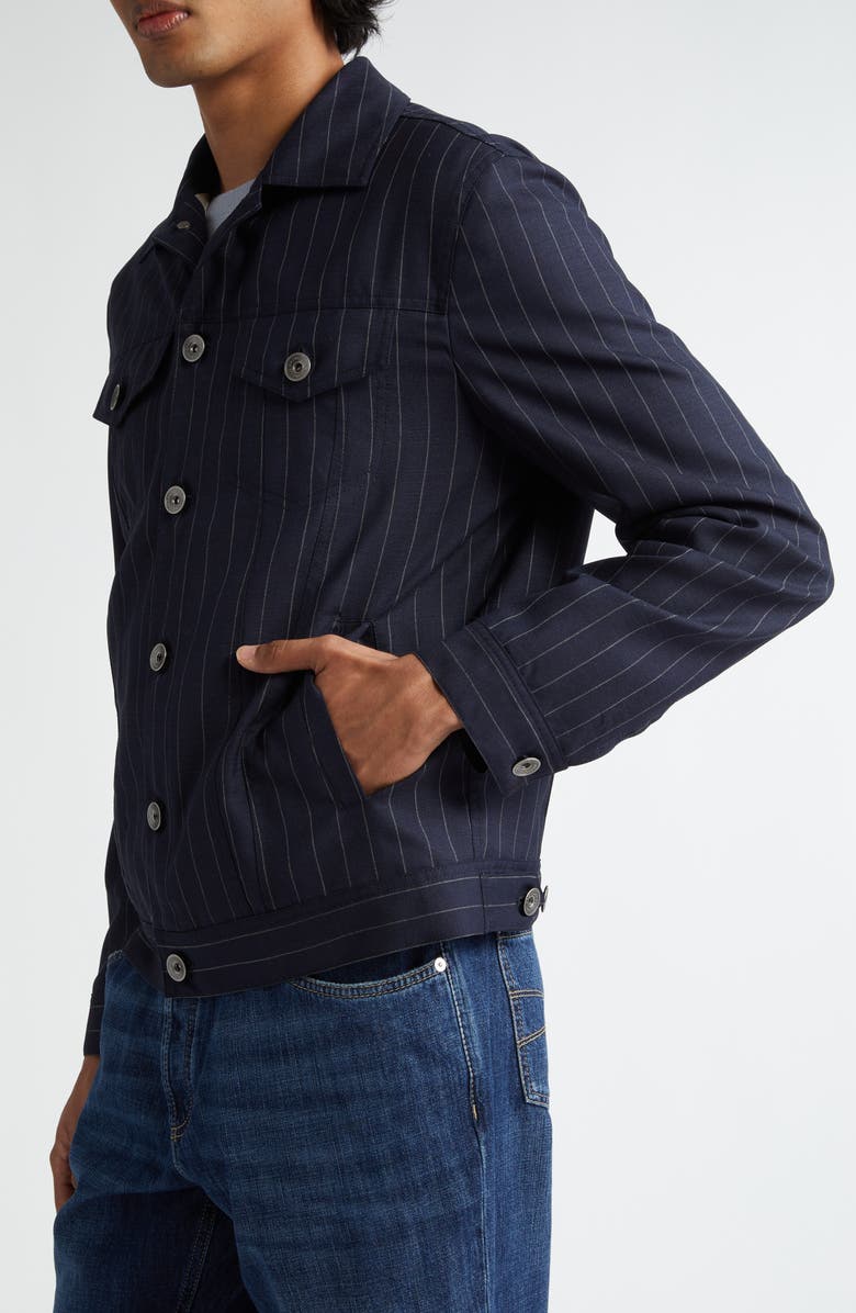 Brunello Cucinelli Pinstripe Virgin Wool Jacket, Alternate, color, 