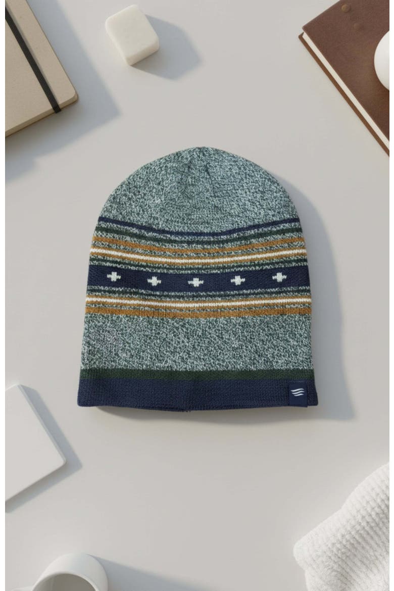 The Merino Wool Slouchy Modern Fair Isle Beanie, Alternate, color, Teal