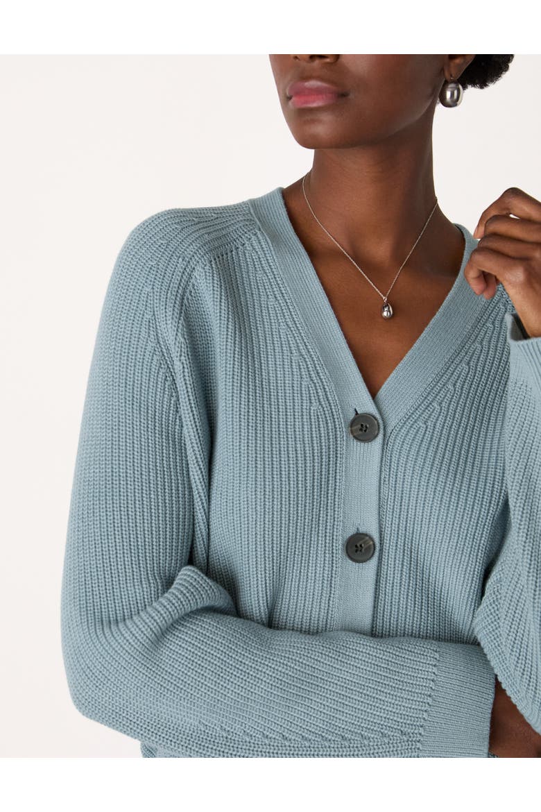 Cotton V-Neck Cardigan, Alternate, color, Blue