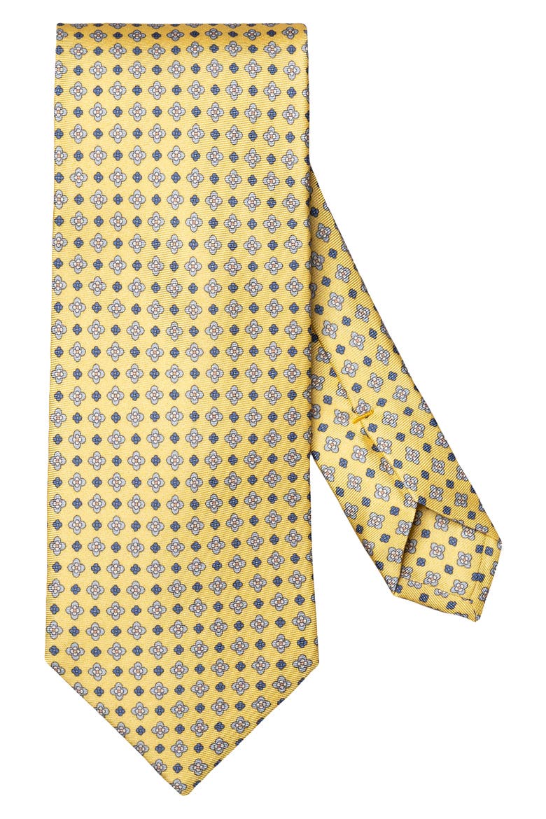 Yellow Floral Print Silk Twill Tie, Main, color, LIGHT YELLOW