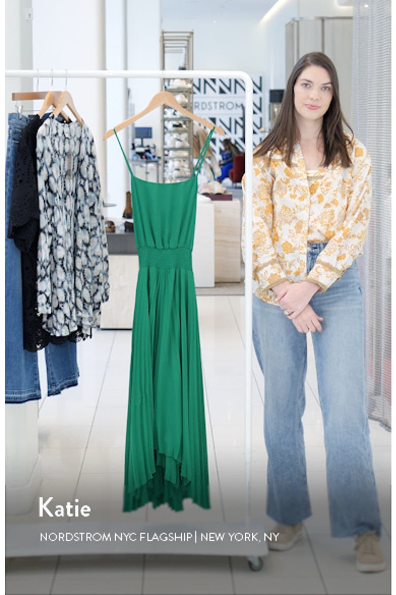 Pleated Sharkbite Hem Midi Dress video
