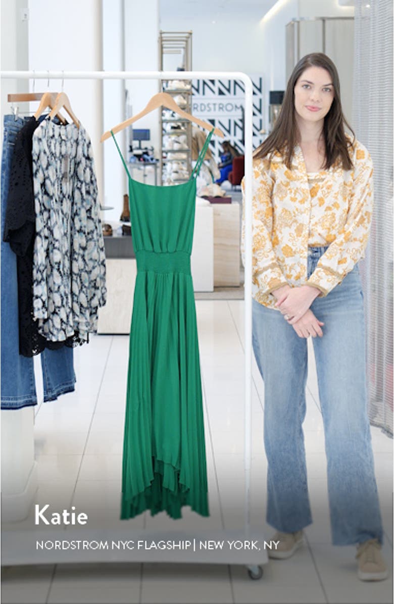 Pleated Sharkbite Hem Midi Dress, sales video thumbnail