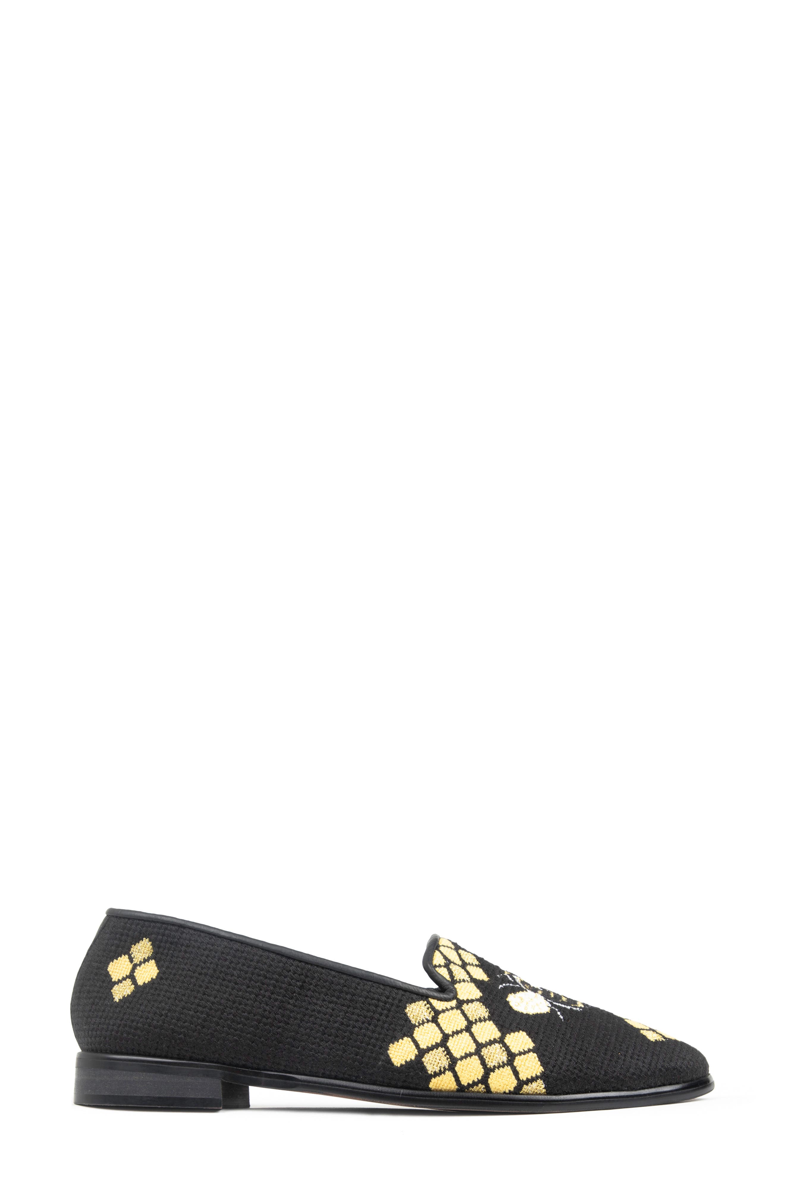 ByPaige Honeycomb Bee Needlepoint Loafer, Alternate, color, Black