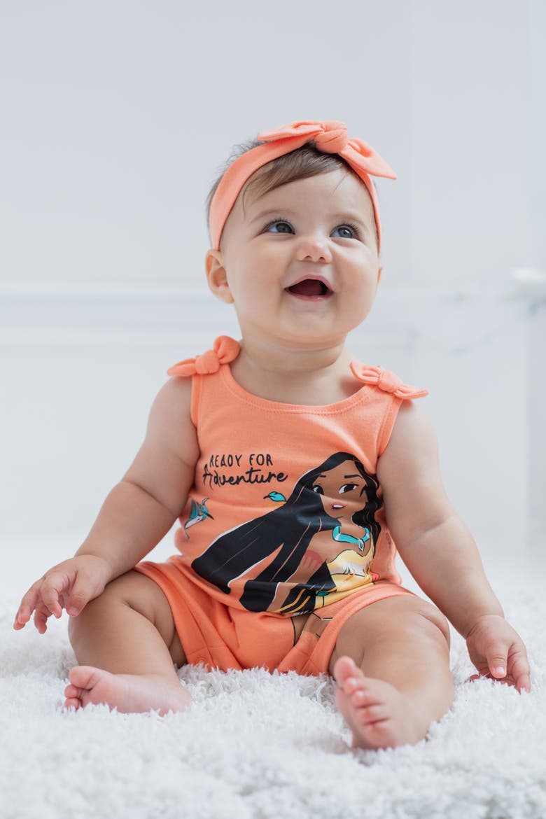 Princess Sleeveless One-Piece and Headband Set, Alternate, color, Pocahontas Peach