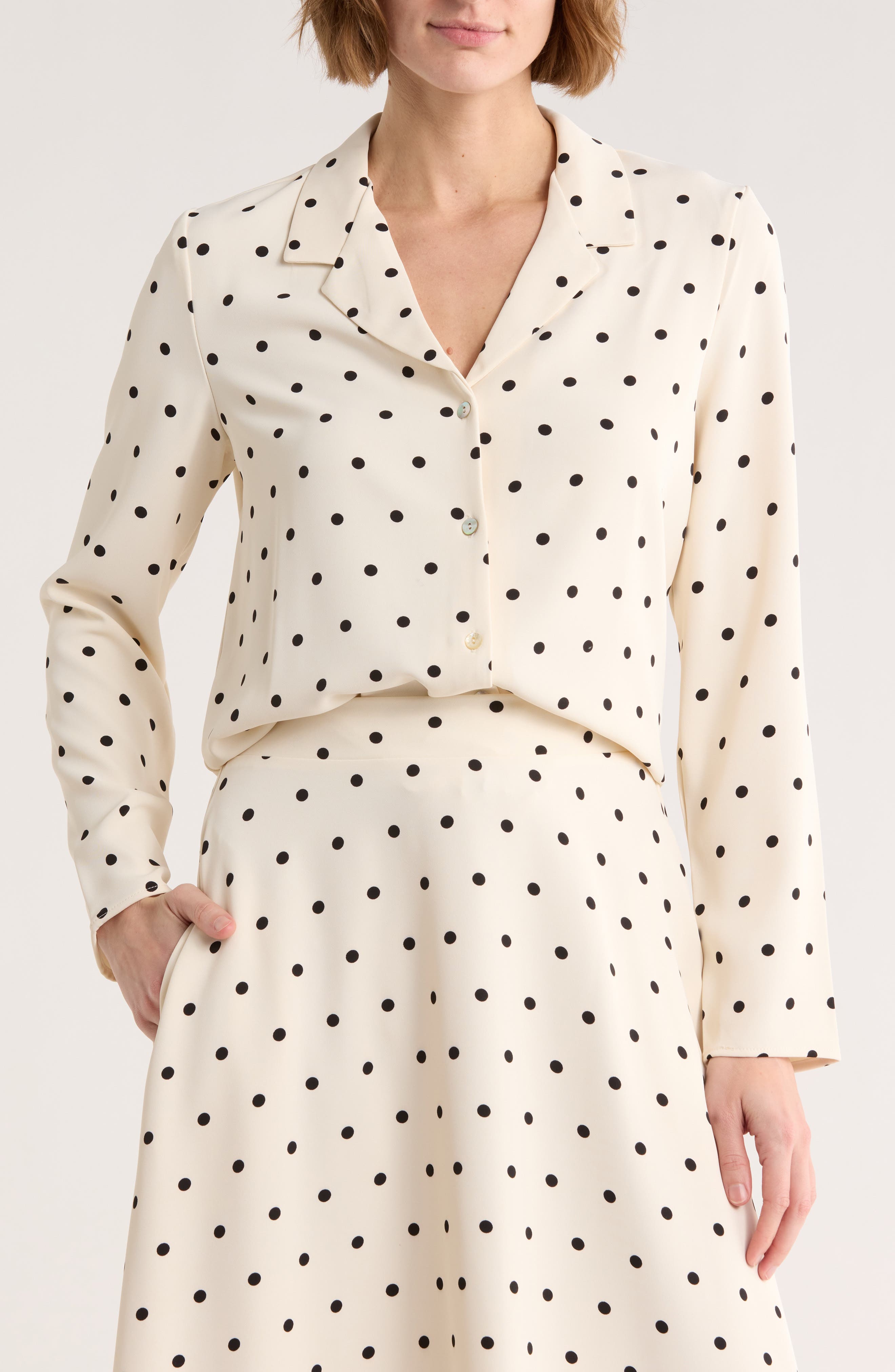Long Sleeve Drawstring Hem Button-Up Shirt - image 3