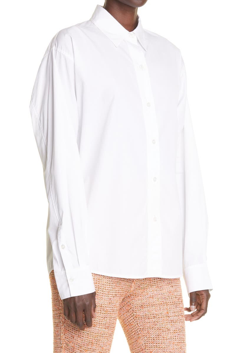 St. John Collection Cotton Poplin Button-Up Shirt, Alternate, color,