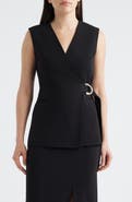 Anne Klein Longline Crepe Wrap Vest