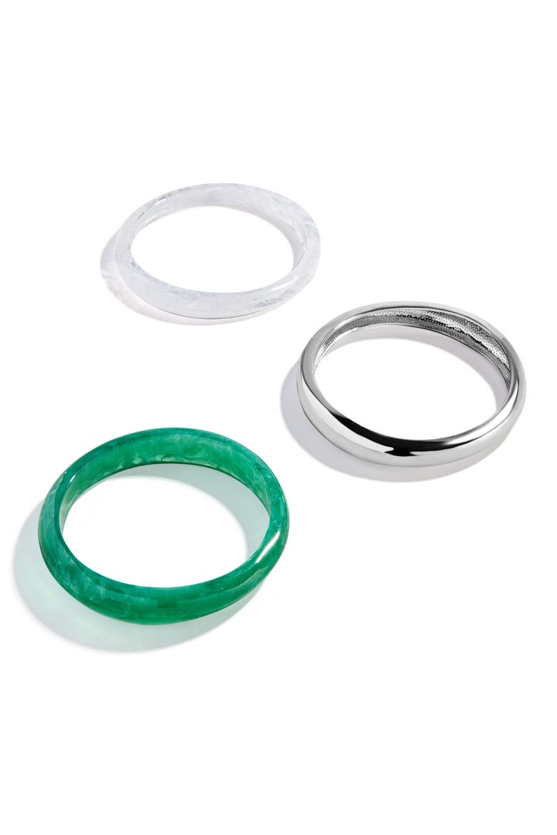 Raven Set of 3 Bangle Bracelets, Alternate, color, SILVER