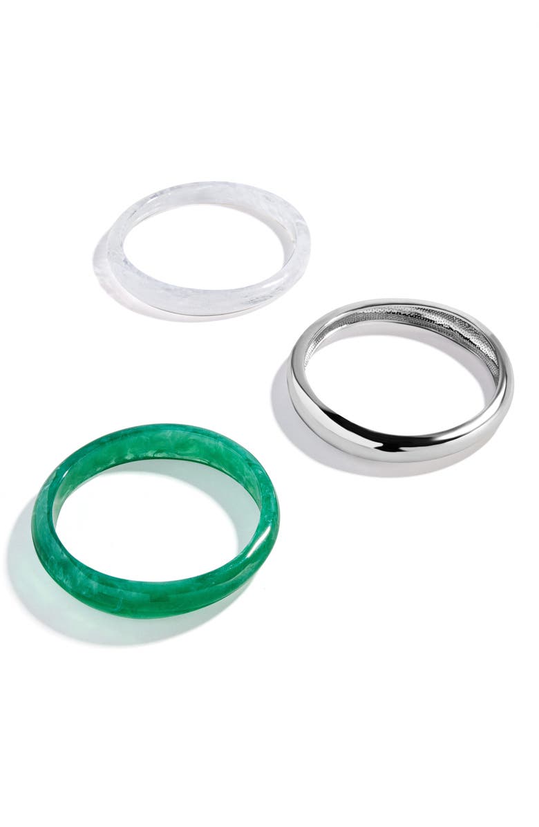 BaubleBar Raven Set of 3 Bangle Bracelets, Alternate, color, Silver